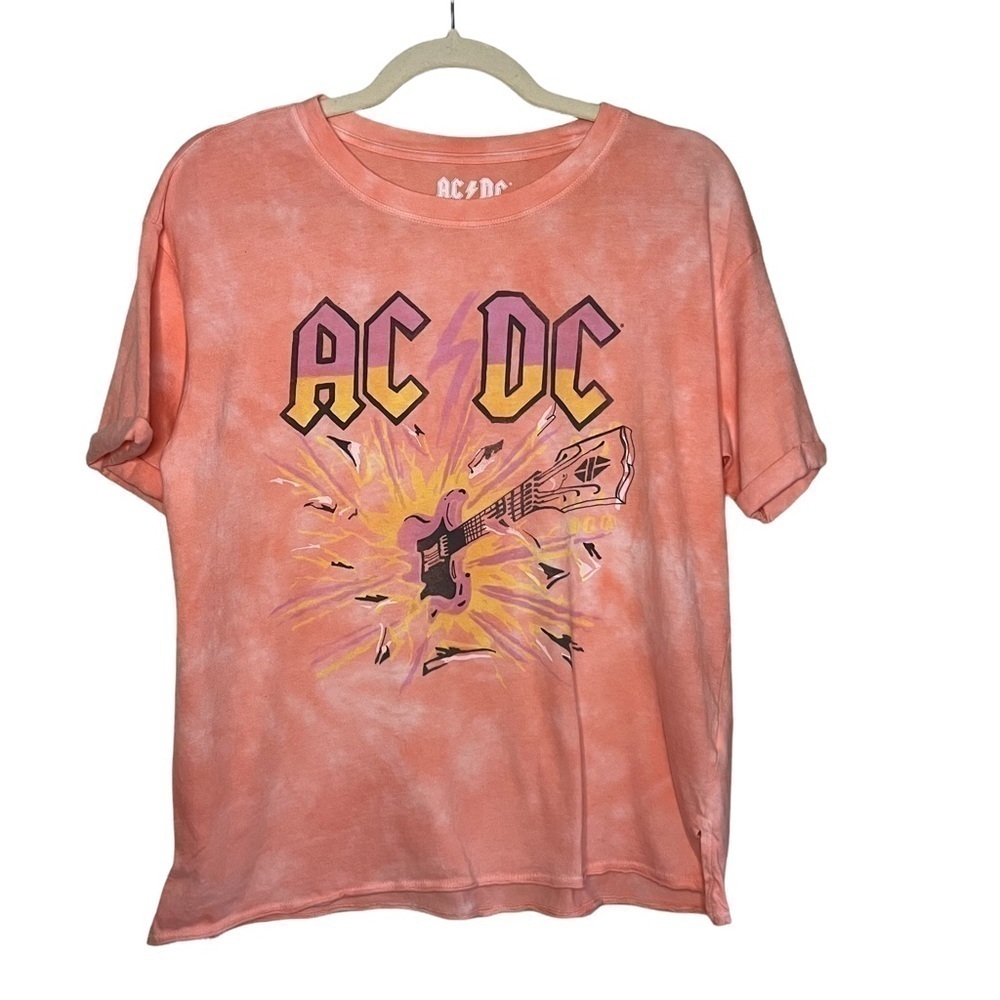 AC/DC Blow Up Your Video Tie Dye Shirt Pink Band Tee 100% Cotton Size Small